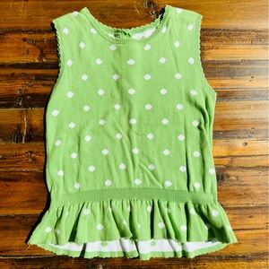 Green Dot Sleeveless Peplum Top